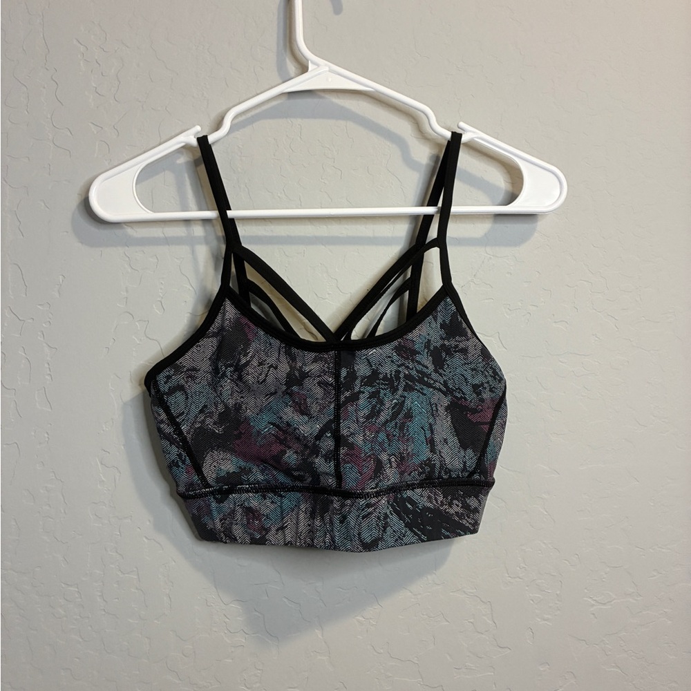 Mono B Abstract Pattern Sports Bra - Black and Blue